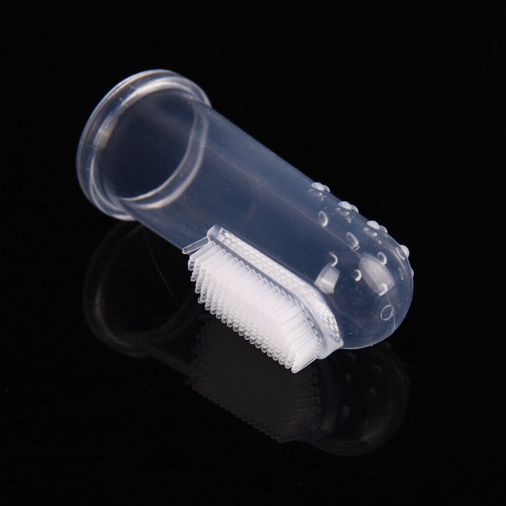 Pet Finger Toothbrush Silicone Dog Tooth Cleaner Cat Teeth Cleaning(Pink)
