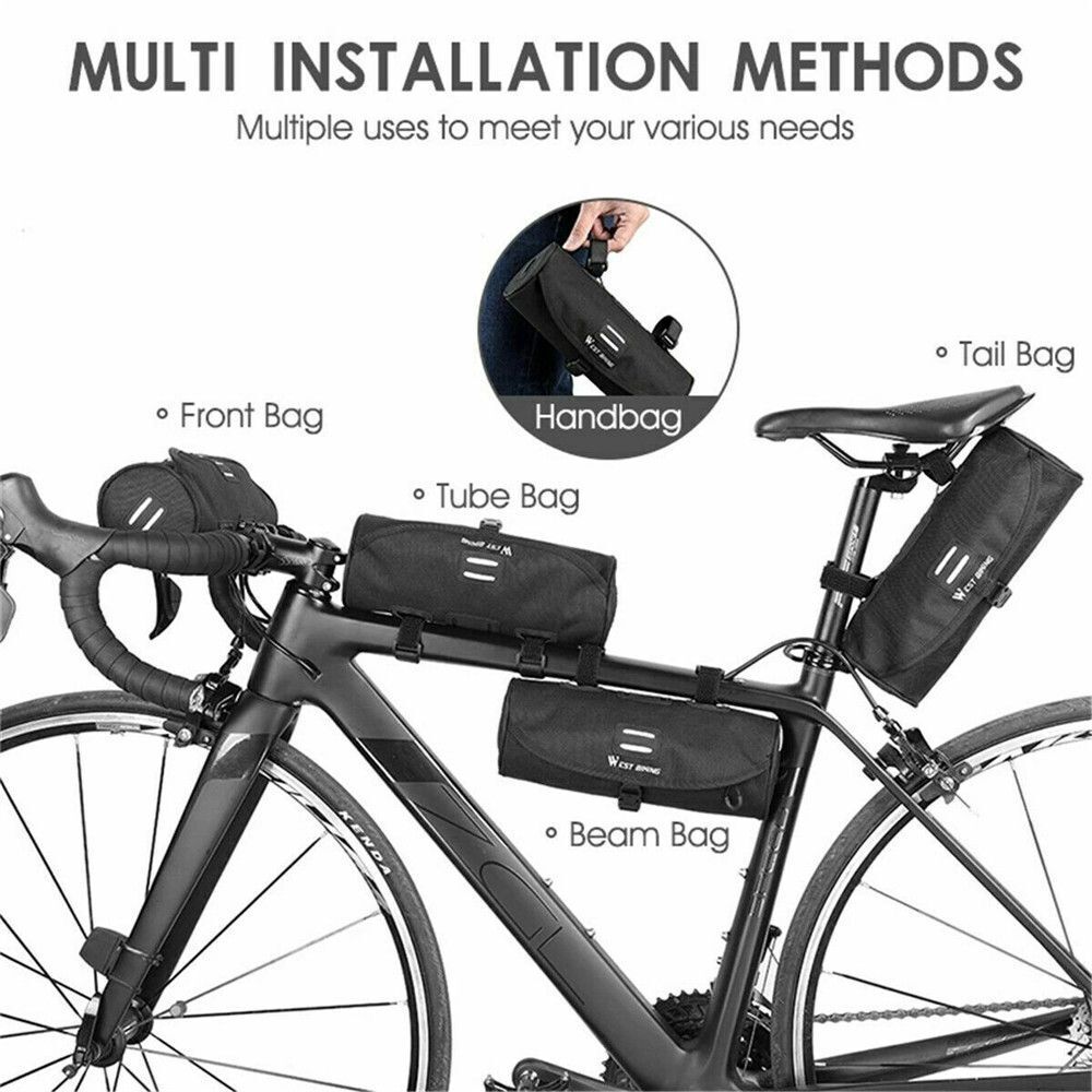 Portable Bike Handlebar Pouch Bicycle Bag Storage Pouch Front Tube Frame Bag