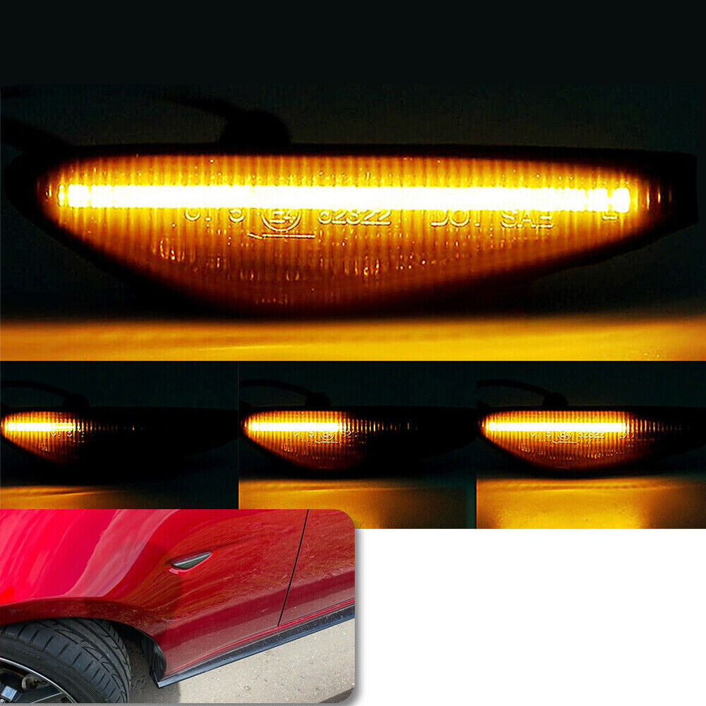 Smoke Lens LED Fender Side Marker Light Fit For Mazda MX-5 ND 2016-2020 Plastic