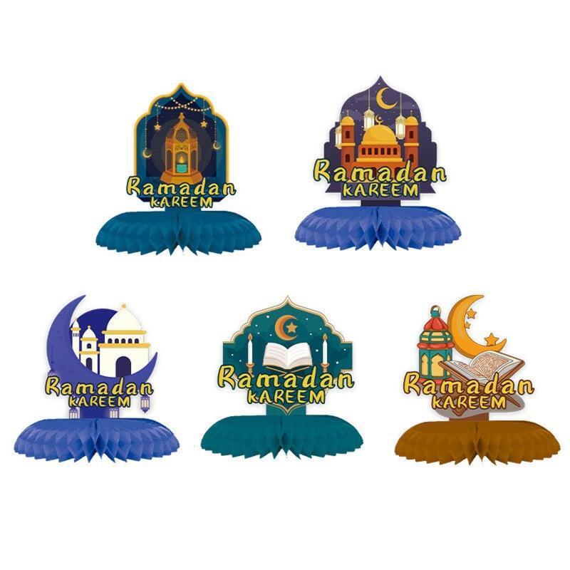 9pcs Ramadan Mubarak Decorations Kit Eid Mubarak Table Ornaments Card with Base