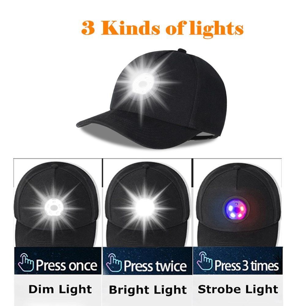 Cap Walking Sports Hat Lamp Rechargeable With Light Baseball Cap LED Light Hat