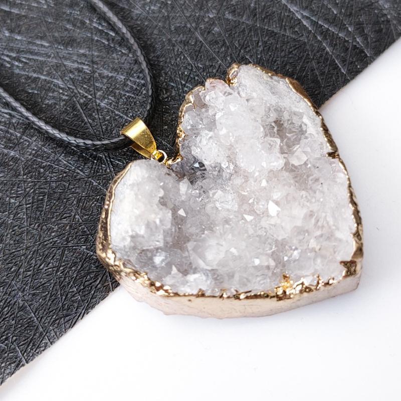 Natural White Crystal Stone Rock Pendant for Women Girls Valentine's Day Gifts