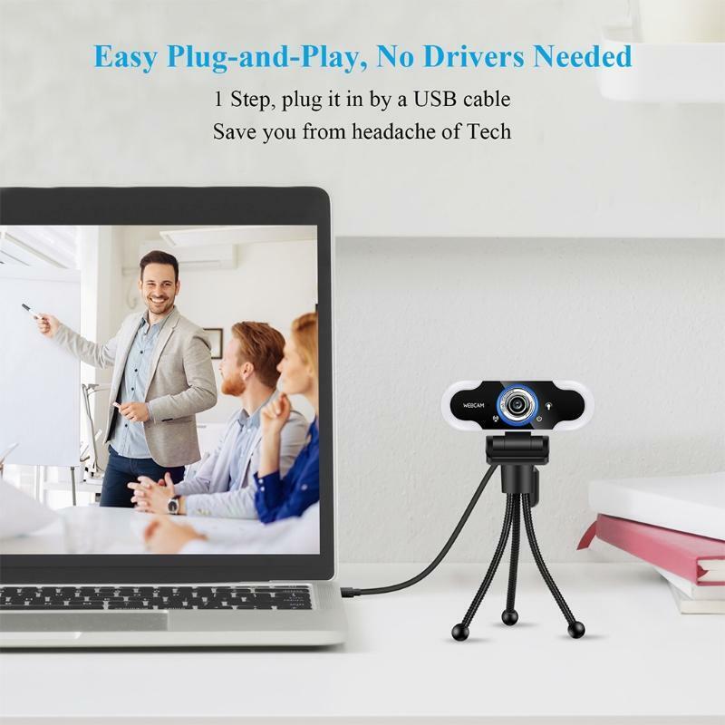 1080P Computer Webcam USB Built-in Microphone Drive Free Cameras With Tripod