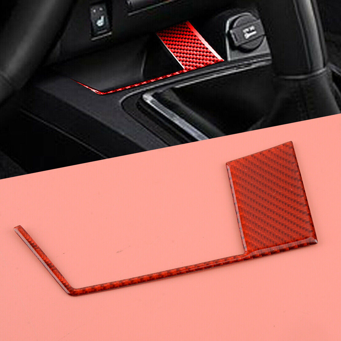 Red Carbon Fiber Charging Port Panel Cover Part Fit For Dodge Challenger 08-14