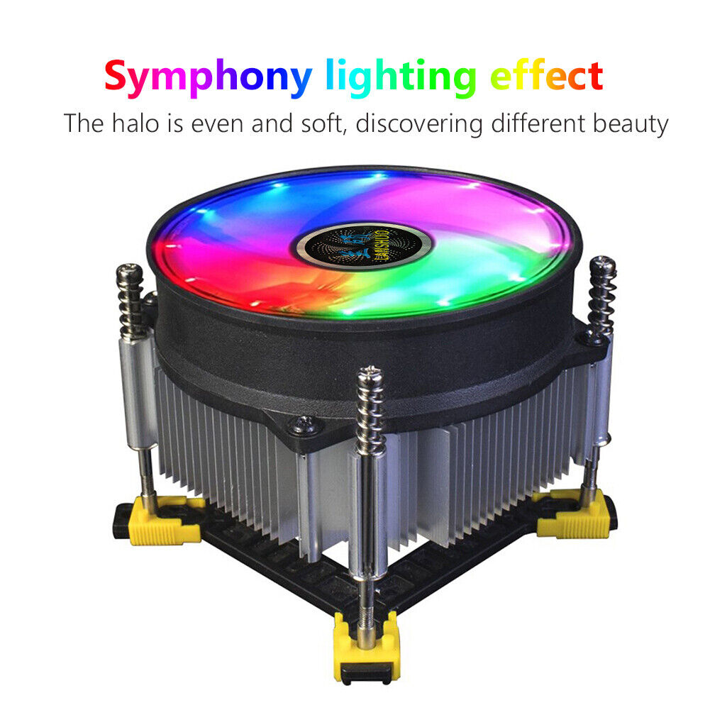 LANSHUO 4 Pin PC CPU Cooling Fan PWM for Intel LGA 115X/1366 (Color Light)