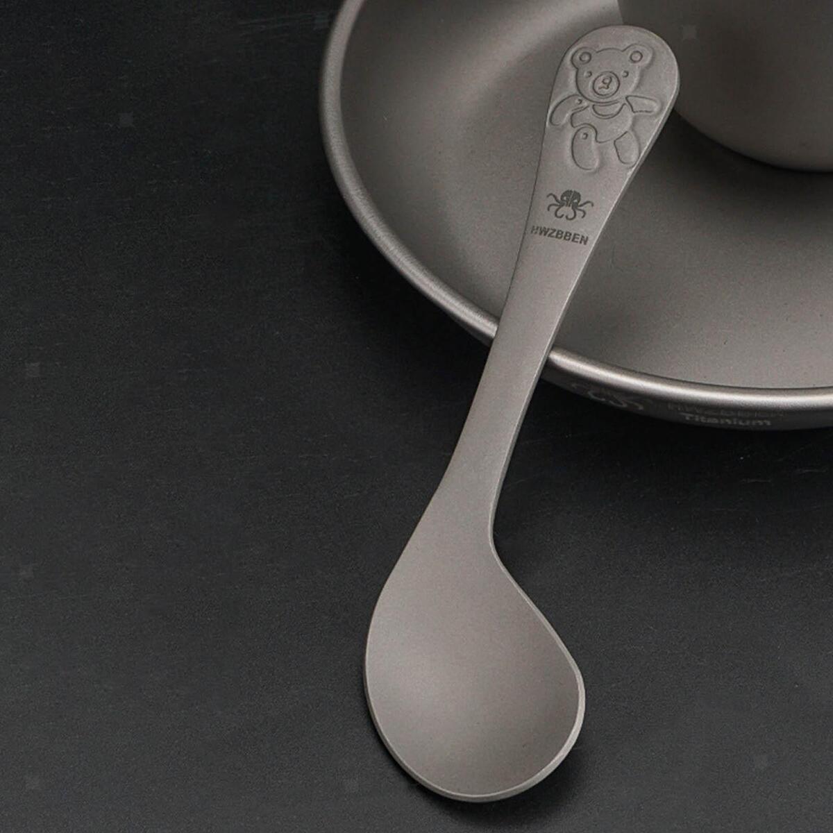 Titanium Soup Spoon Tableware Meal Rice Ladle for Travel Outdoor Cooking