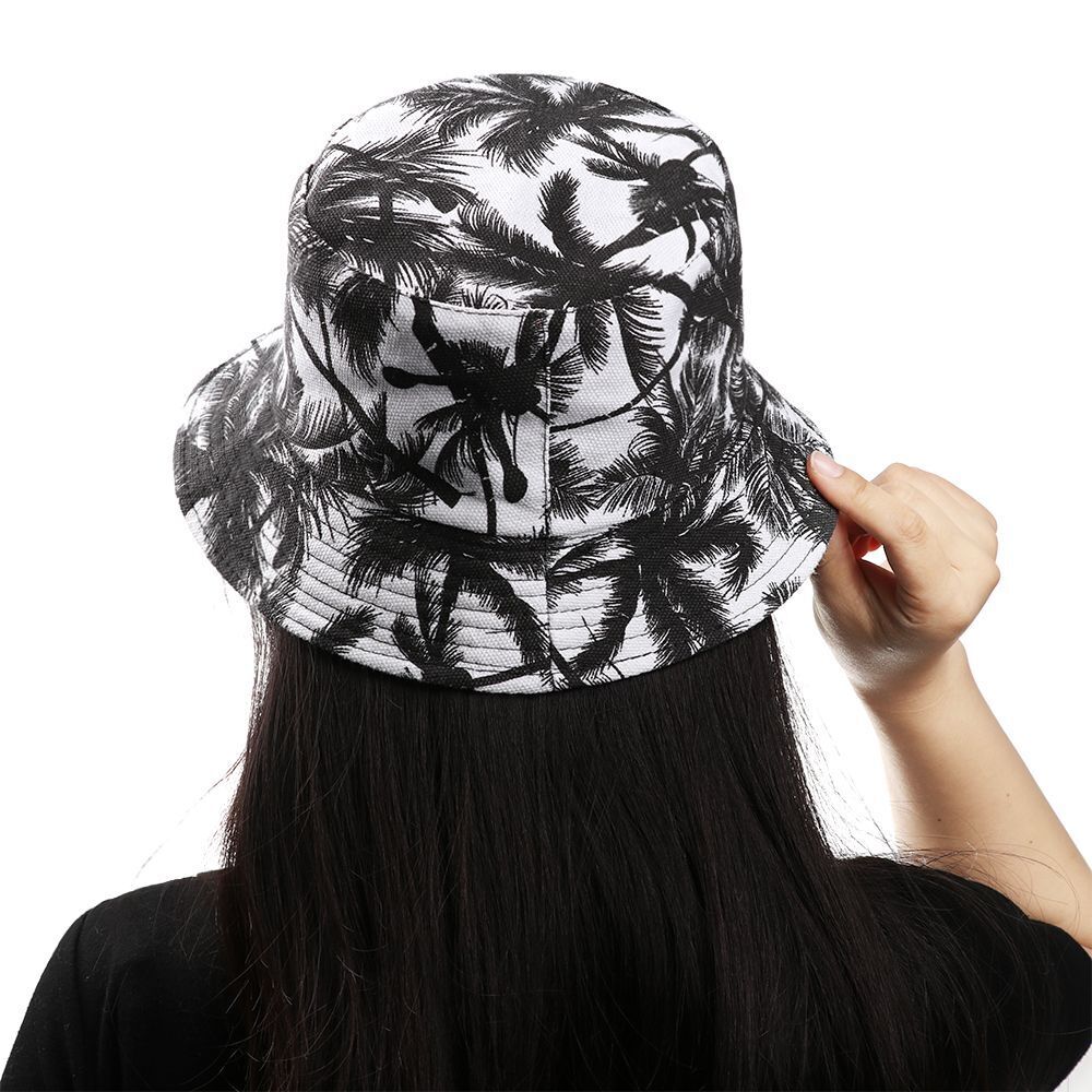 Canvas Double-Sided Bucket Hat Sun Hat Coconut Fisherman Cap Outdoor Sunscreen