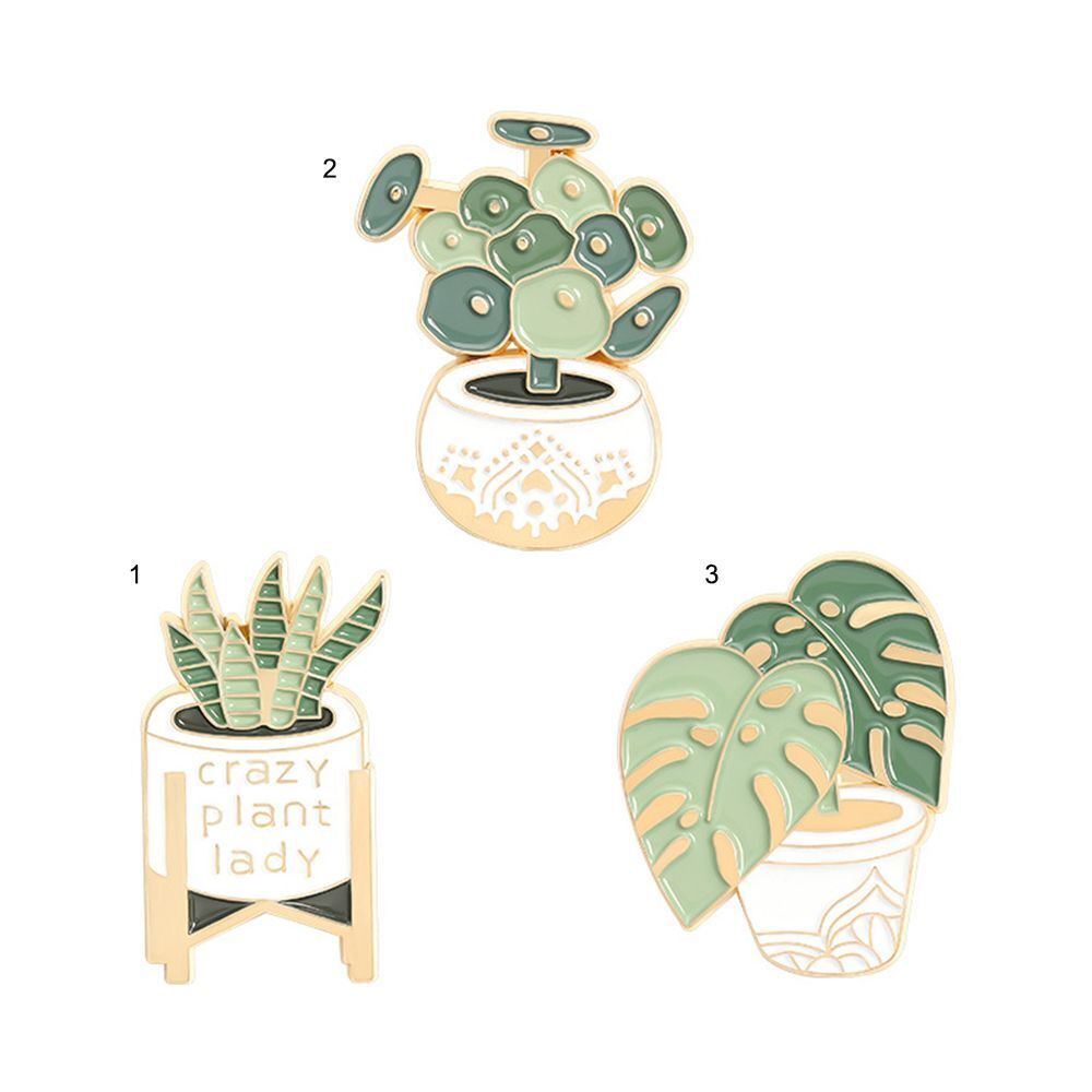 Bag Clothes Custom Potted Plant Badge Lapel Pin Crazy Plant Lady Enamel Pins
