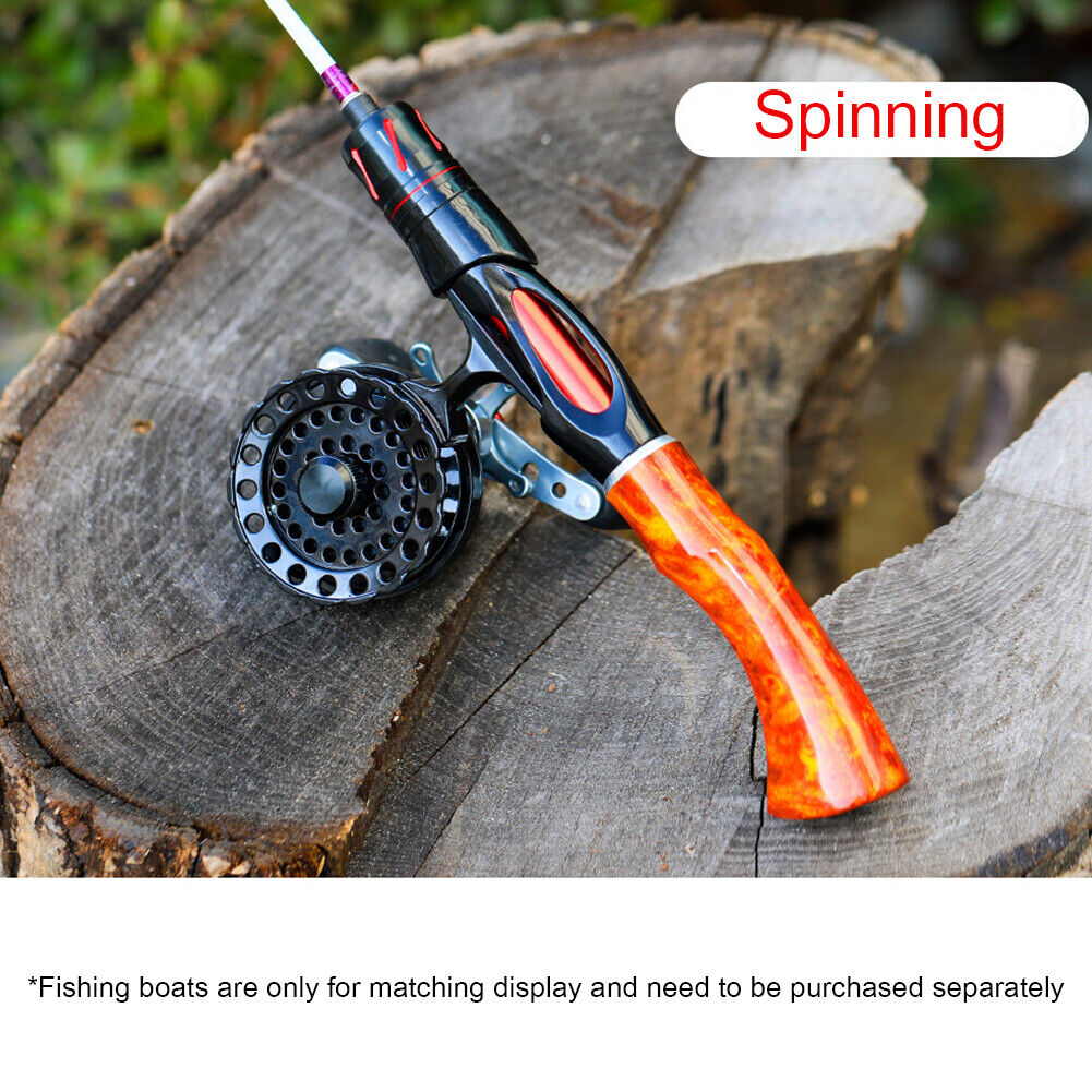 Ice Winter Fishing Rod Outdoor Feeder Wooden Handle Fishing Pole (Spinning)