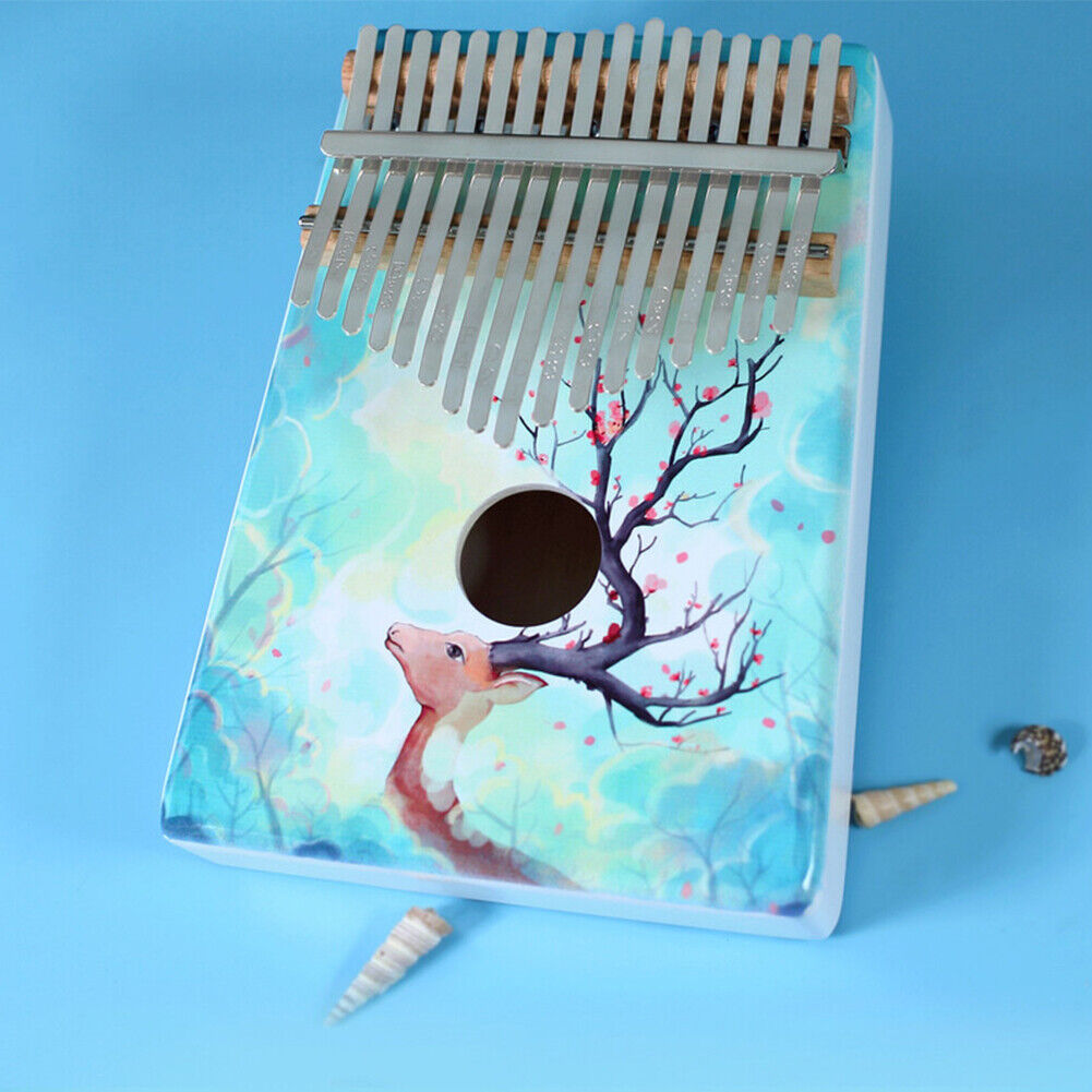17-Key Deer Painted Mahogany Kalimba Portable Finger Thumb Piano Musical