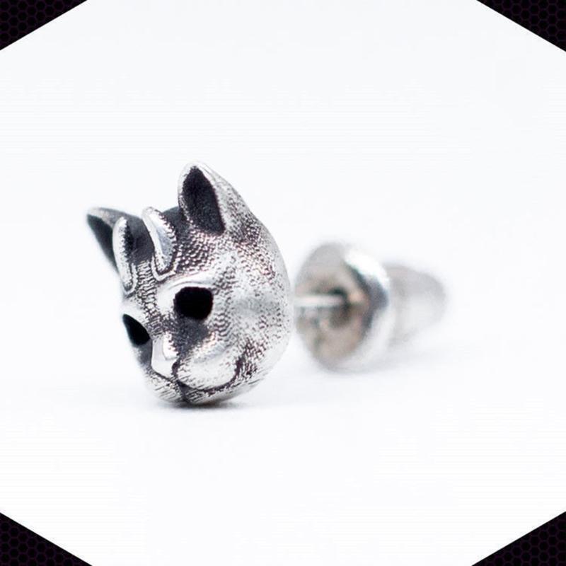 Punk Cat Stud Earrings Devil Horn Ear Decoration Hip Hop Jewelry for Girl Ladies
