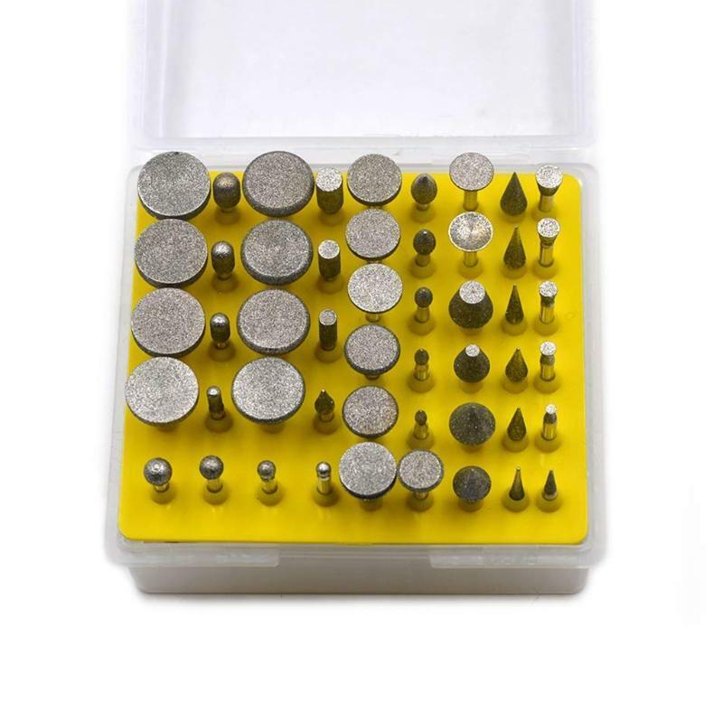 50 Pieces Diamond Coated Rotary Grinding Head Burr Set 1/8'' Shank for Jewelry