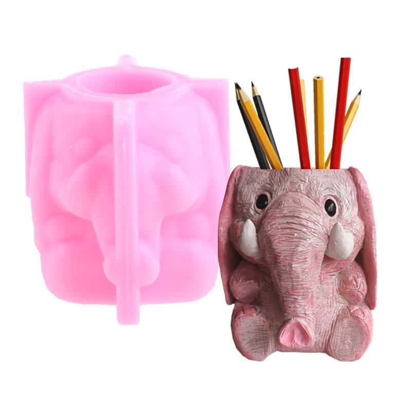 Elephant Flowerpot Pen Holder UV Epoxy Mold Cement Plaster Clay Silicone Mould