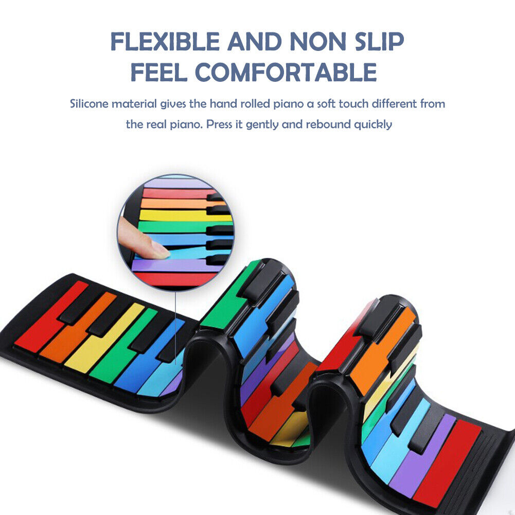 Portable 49 Keys Keyboard Silicone Roll-Up Piano Electronic Organ (White)