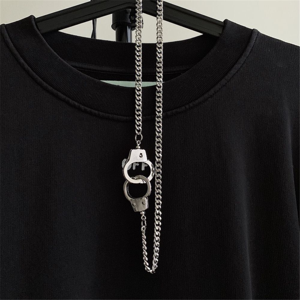 Chain Stainless Steel Punk Necklace Choker Handcuffs Pendant Chain Dark Gothic