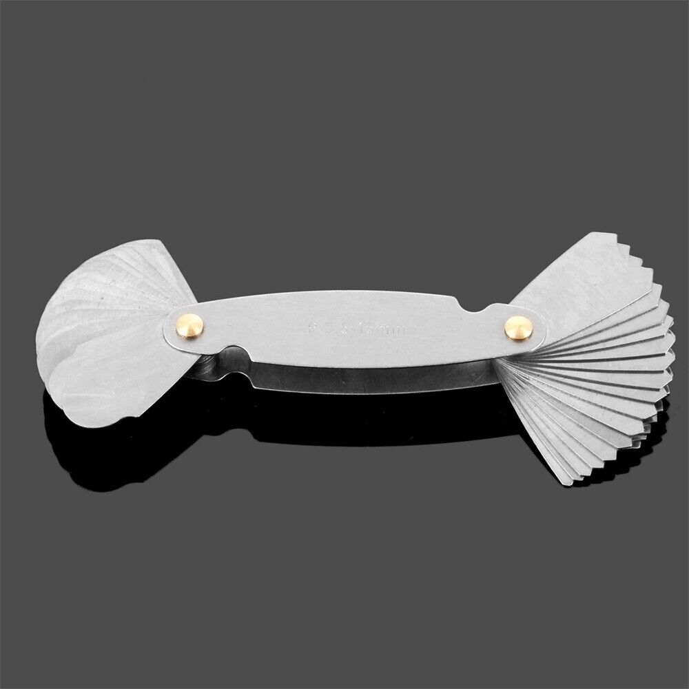 R 7.5-15mm Radius Gauge Measure Tool Blades Leaves Metal Gage 8.5cm Length New