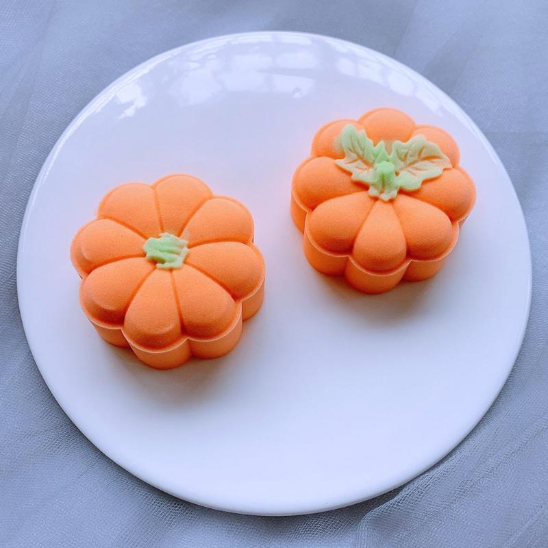Eight Petal Pumpkin Round Moon Cake Mould 65g Hand-Pressure 2 Stamps Mooncake
