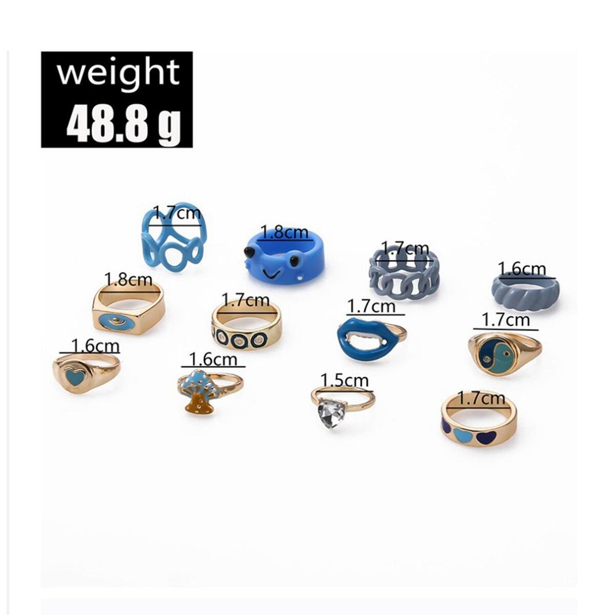 12Pcs Rings Statement Ring Decoration Versatile Ring Jewelry Gifts