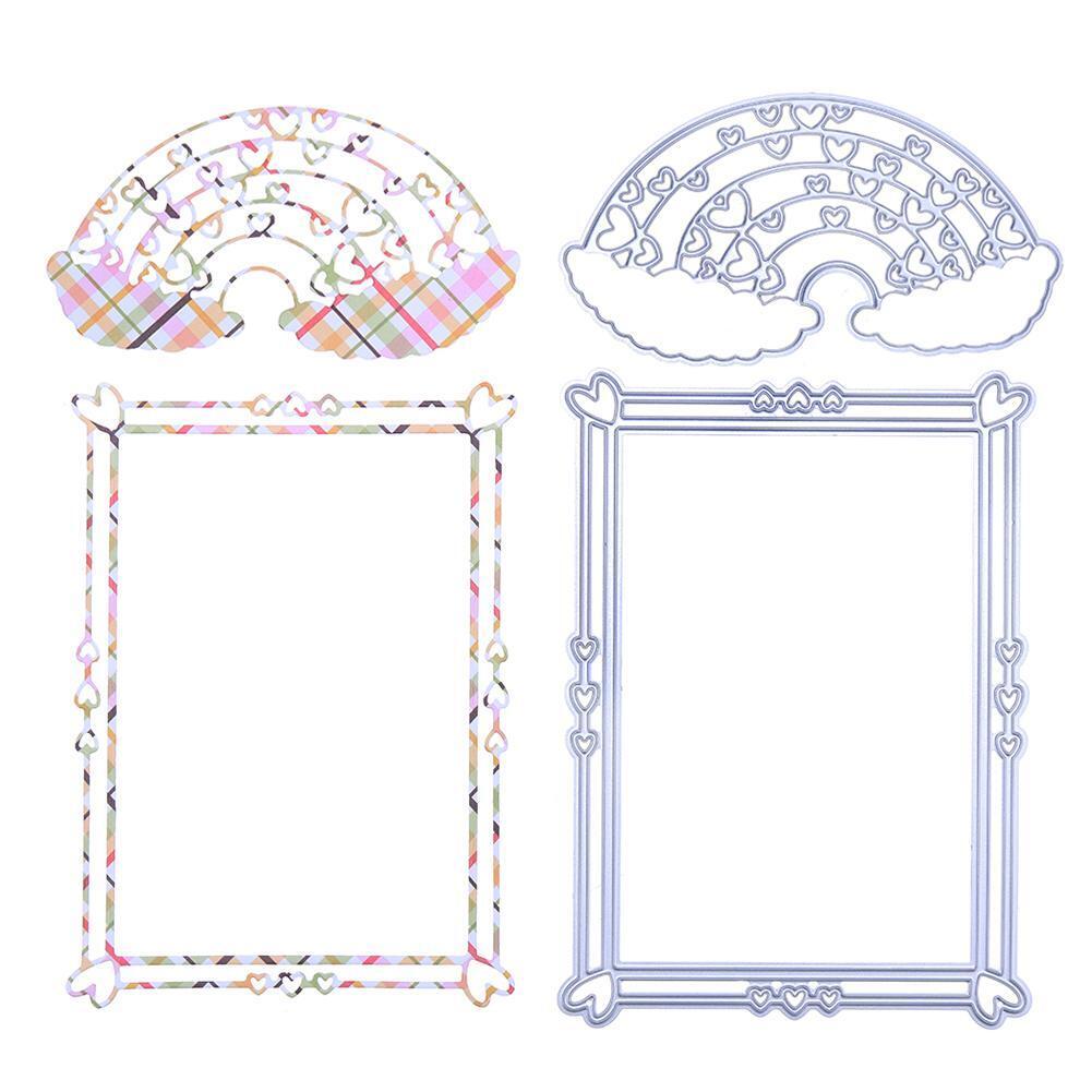 2pcs Rainbow Frame Metal Cutting Die Embossing Stencil for DIY Scrapbooking