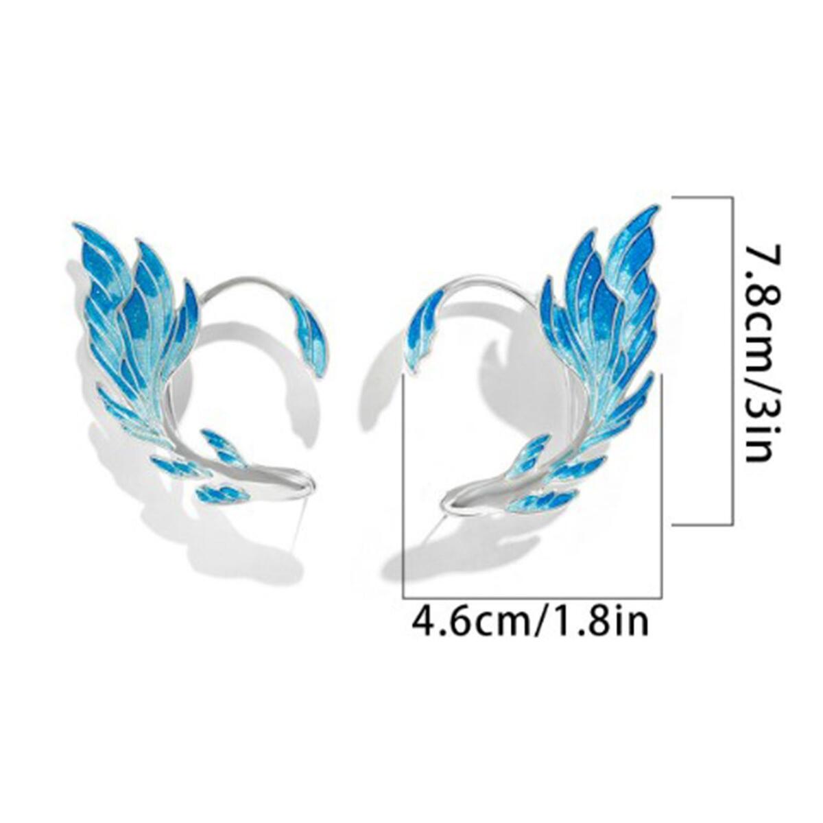 Blue Ear Cuff Wrap Clip Stud Earring, Climbers Crawler Jacket Earrings Jewelry
