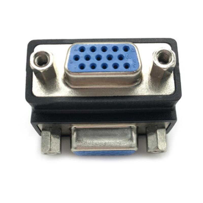 Black Right Angle VGA 15 Female to 15 Female 90° Adapter More Convenient