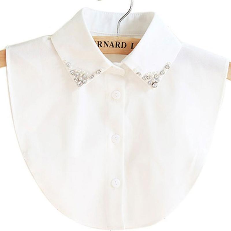 Rhinestone Beads False Shirt Collar Fashionable Decorative Faux Collar Tie Women