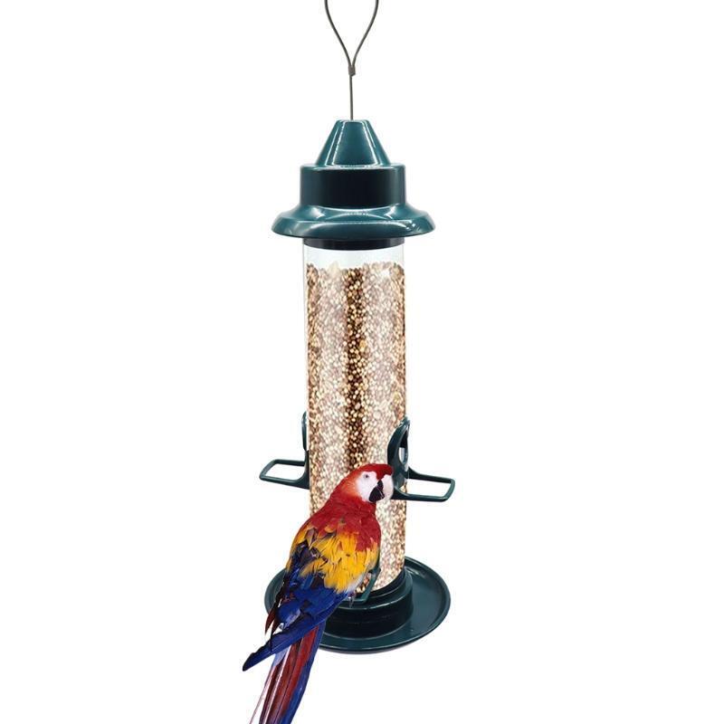 Plastic Bird Feeder Clear Tube with Steel Hanger Great for Attracting Birds