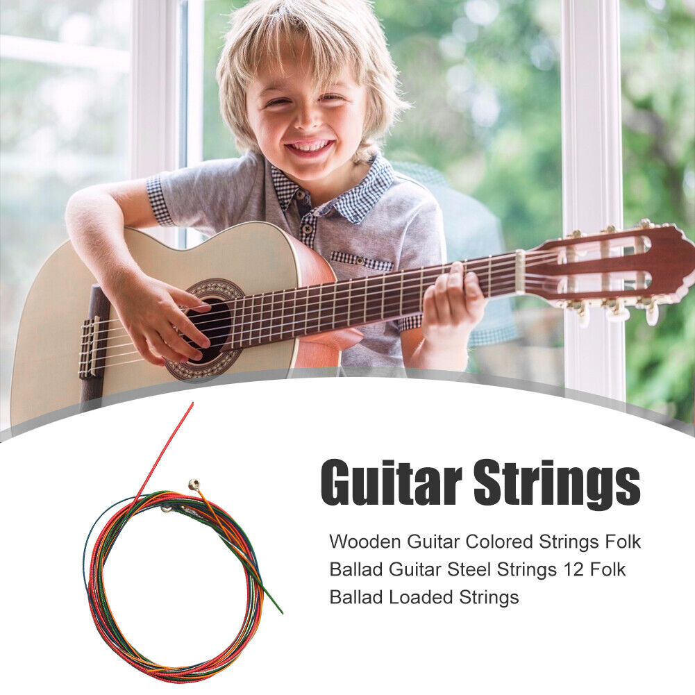 12pcs/Set Colorful Guitar Strings E-A for Acoustic Folk Classic Guitar Part