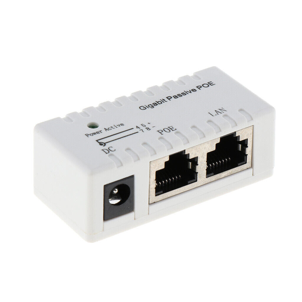 2x 12V-52V Gigabit PoE Injector  Supply Ethernet Adapter 2.1mm x 5.5mm