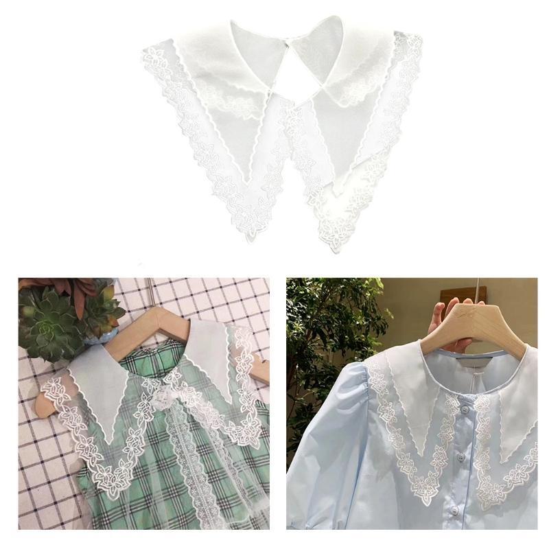 Embroidery Round Neck Lace Neckline DIY Collar Floral Chiffon Applique Patches