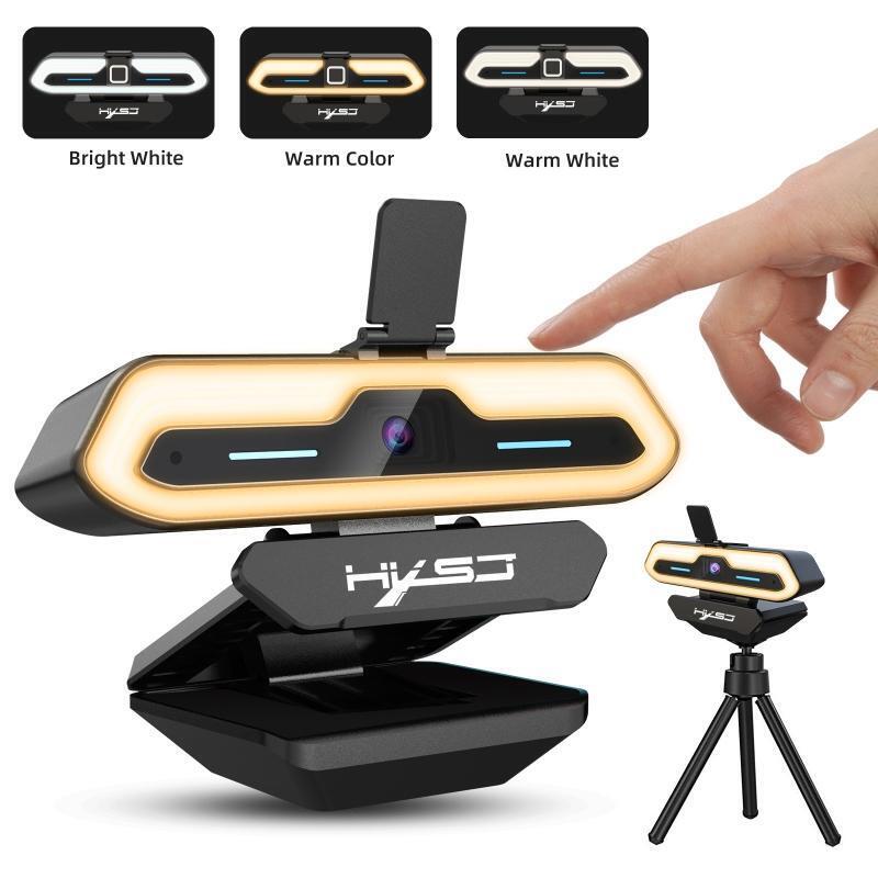 1080P 60FPS Webcam with Light Web Camera Built-in 2Noise Reduction Microphones
