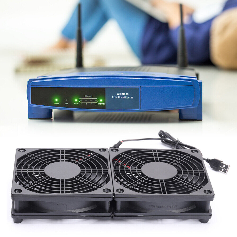 Wireless Router Dual Cooling Fan TV Set-Top Box Heat Dissipation Cooler Fan