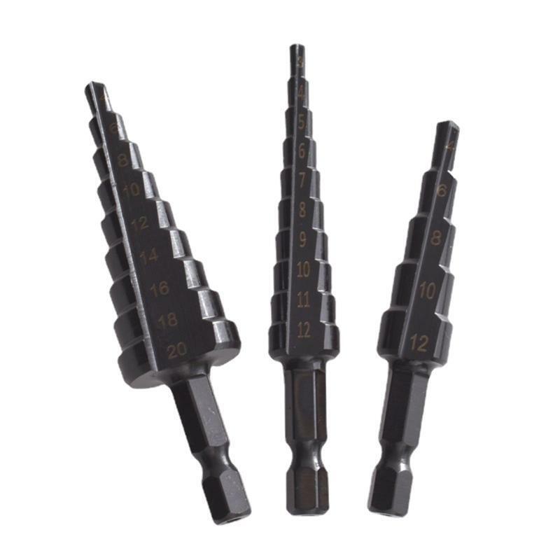Step Drill Bit Set for Metal Hex Shank High Speed Steel Titanium Coated Drill