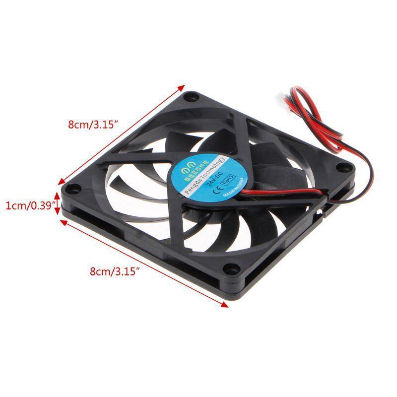 Mini 80x80x10mm DC 24V 2Pin Brushless Cooler Sleeve Bearing Cooling Fan 8010