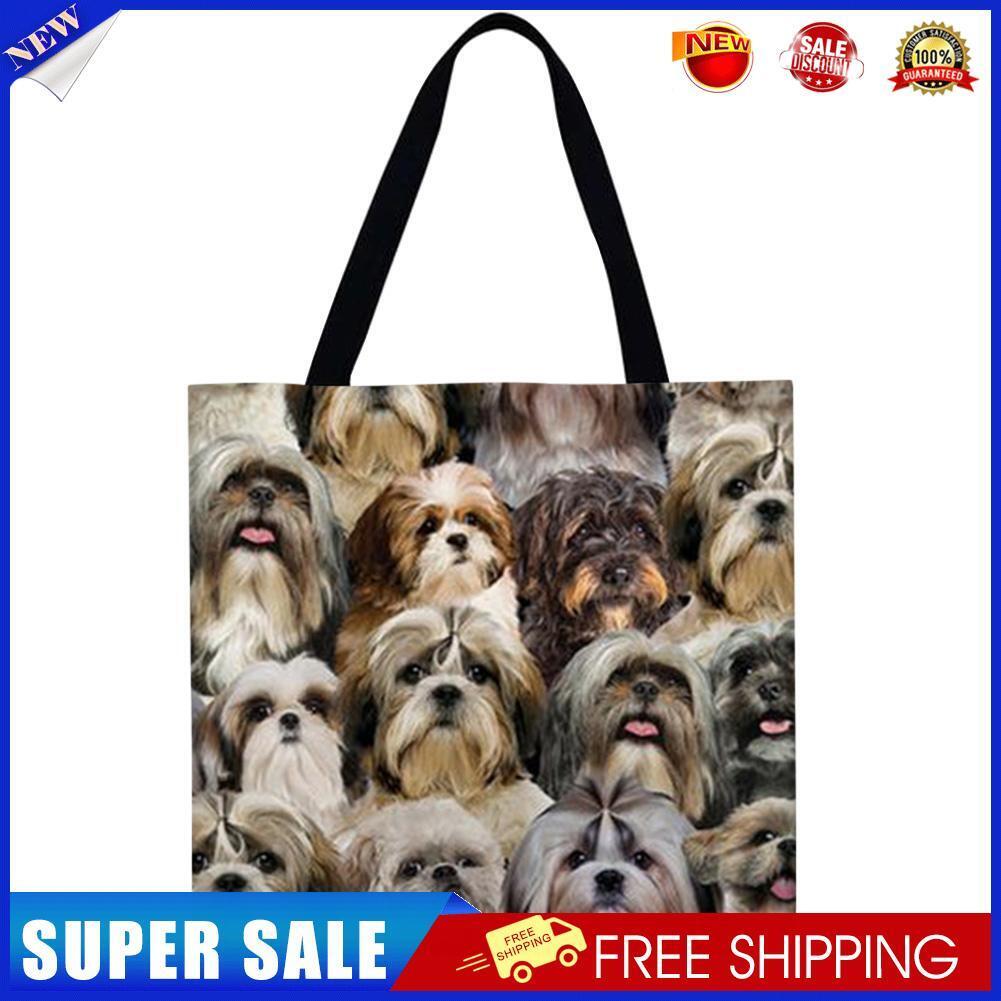 Dogs Printed Shoulder Shopping Bag Casual Large Tote Handbag (40*40cm)