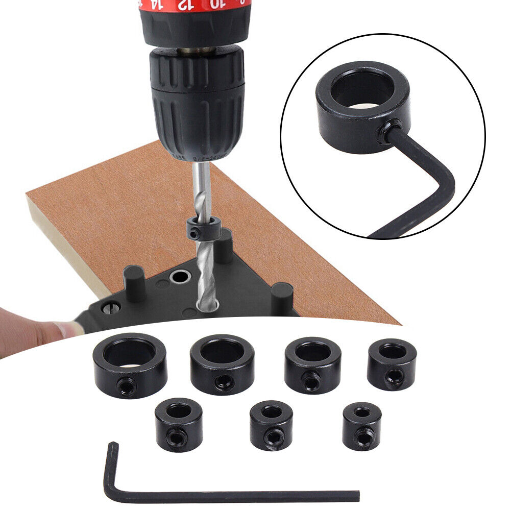 9pcs Depth Stop Collars Ring Positioner Drill Bit Locator for Carpentry