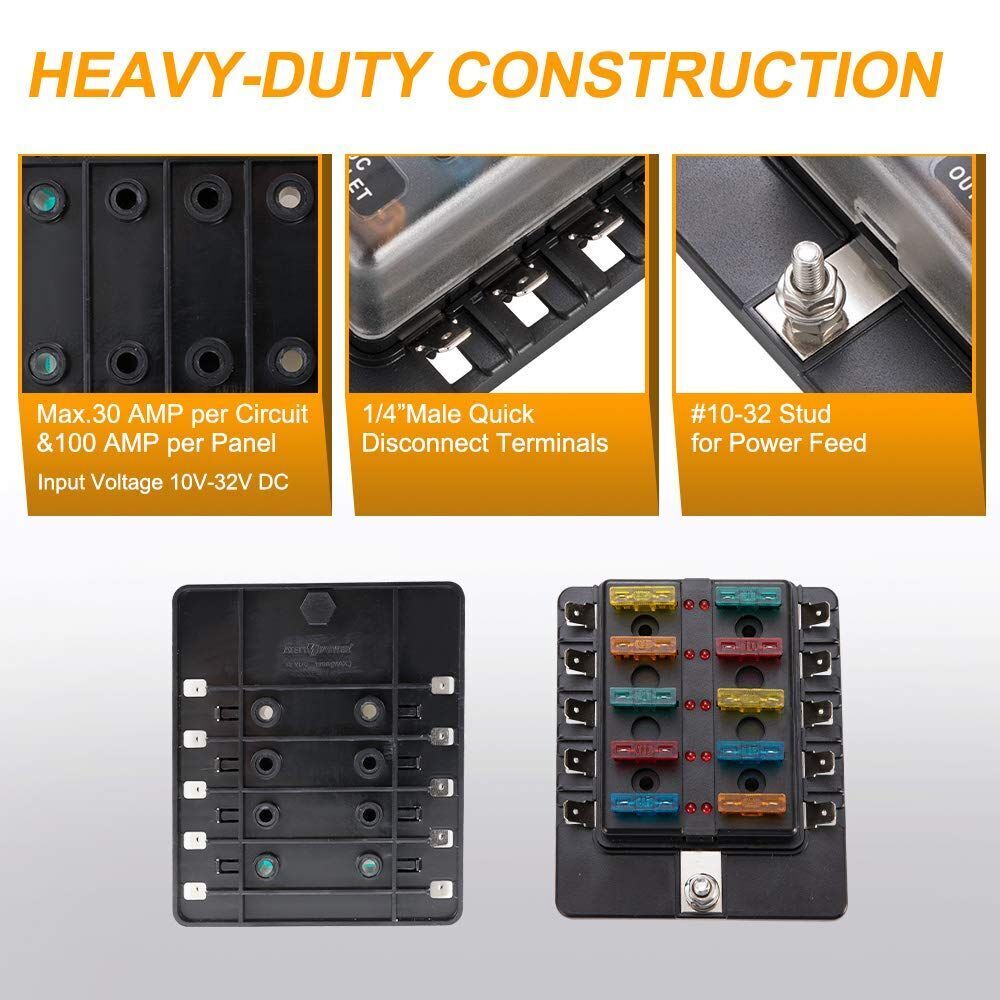 Bus for Truck Car Accessory Blade Fuse Holder Block Fuse Box Plastic Cover