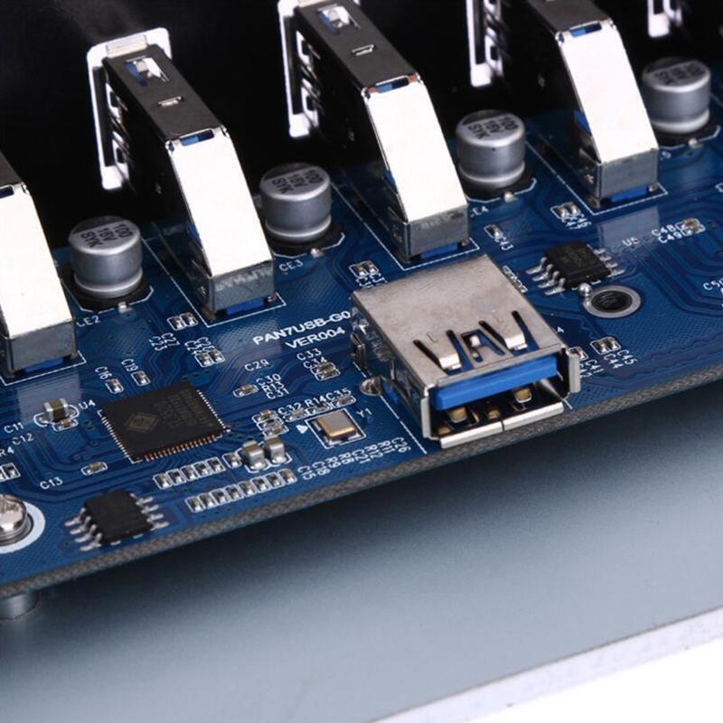 7-Port USB 3.0 Front Panel USB Hub with 60 cm Cable, Metal Front Panel USB Hub