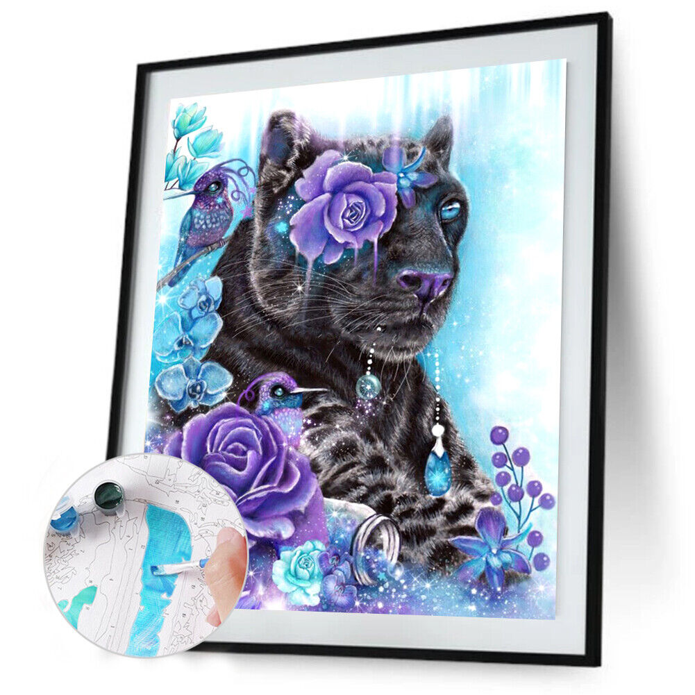 Oil Paint By Numbers Picture DIY Painting Tiger in Flower Art Painting Kit