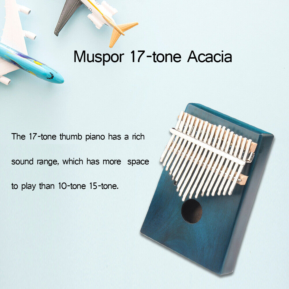 17 Key Kalimba Wood Mbira Thumb Finger Piano Musical Instrument (Dark Blue)