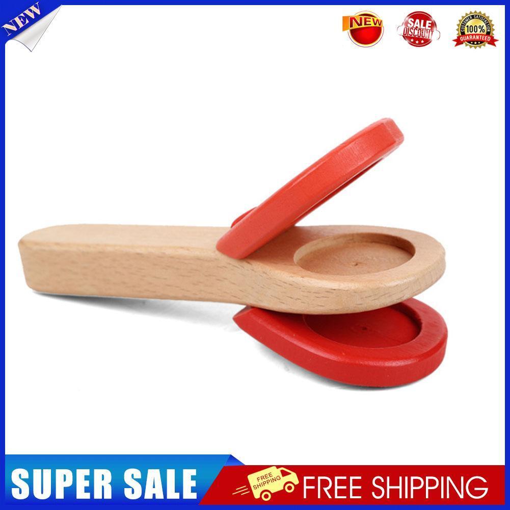 Baby Wooden Clapper Percussion Infant Handle Clapping Castanet Random Color