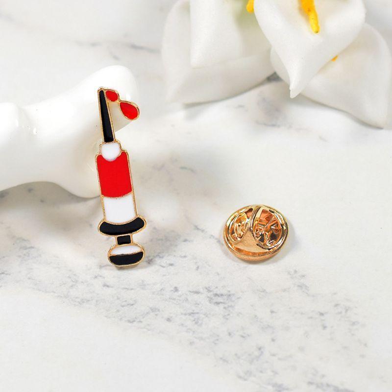 Enamel Medical Syringe Brooch Lapel Pin Fashion Jewelry Gift for Doctor Nurse