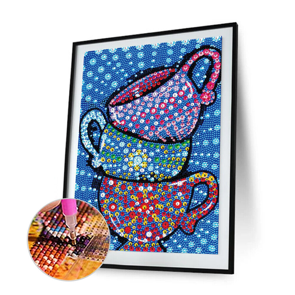 5D Diamond Painting Crystal Cup Round Partial Art Picture Rhinestone Decor