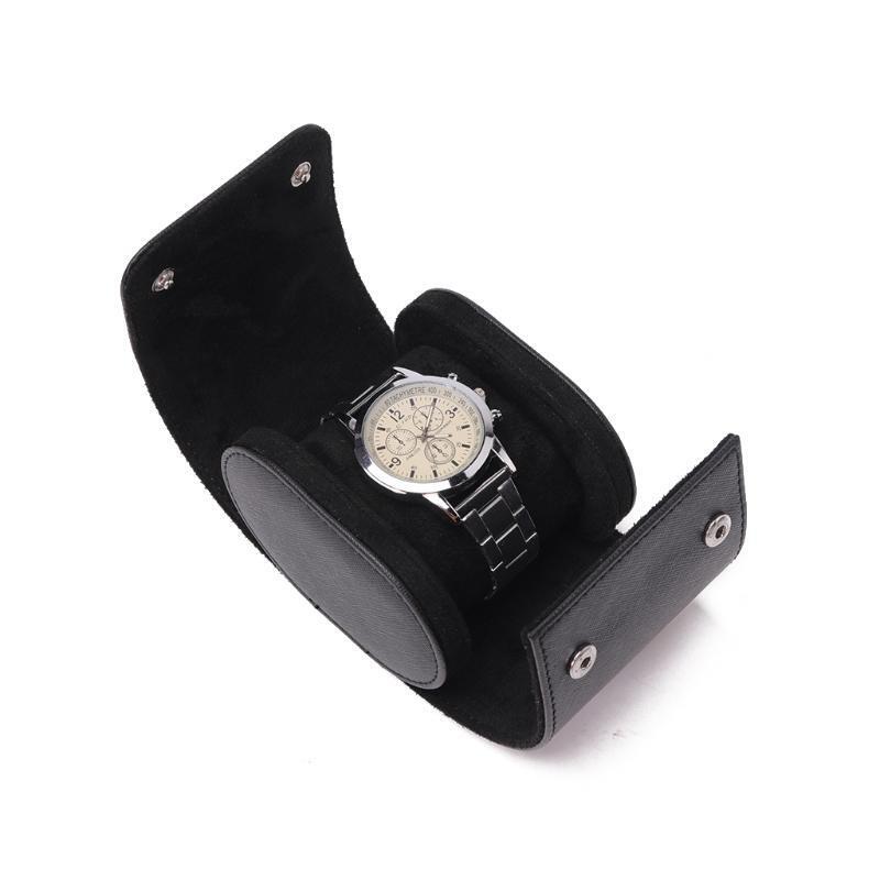 Watch Box Single Slot leathery Travel Jewelry Storage Case Organizer, Black