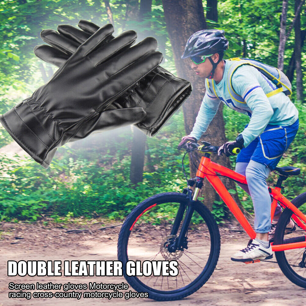 1 Pair Leather Winter Motorcycle Gloves Touch Screen Waterproof Men Gloves