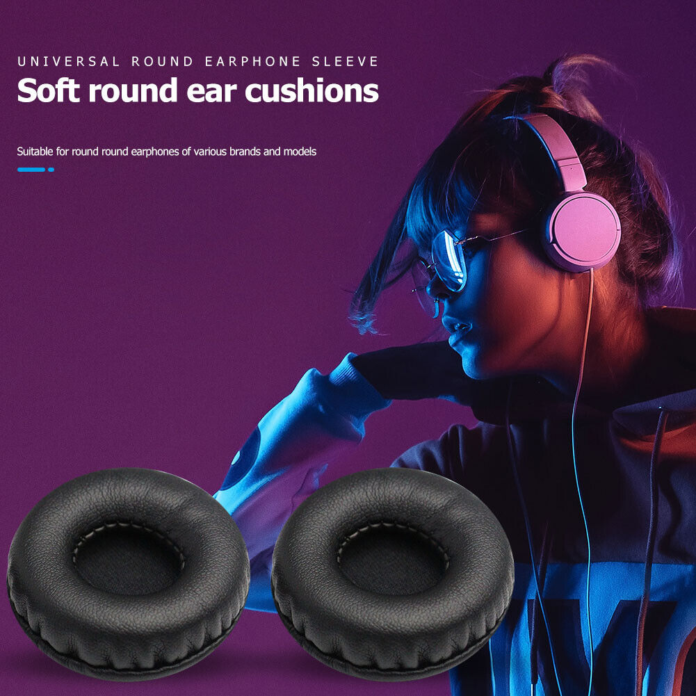 2x 75mm Headphones Earpads Soft PU Foam Round Replacement Cushions