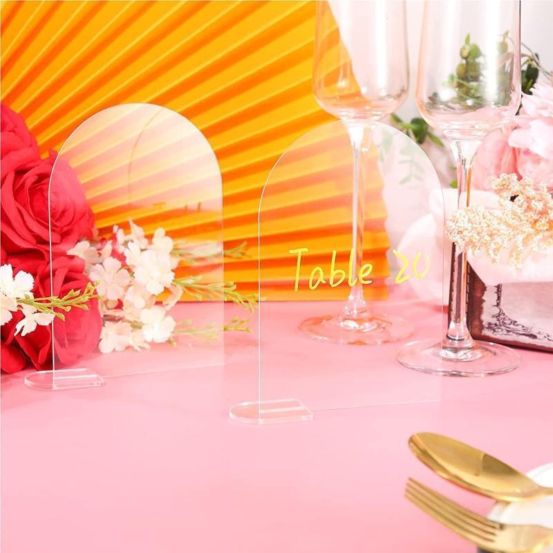 5pcs DIY Acrylic Arch Table Number Clear Acrylic Sign with Stand for Party Decor