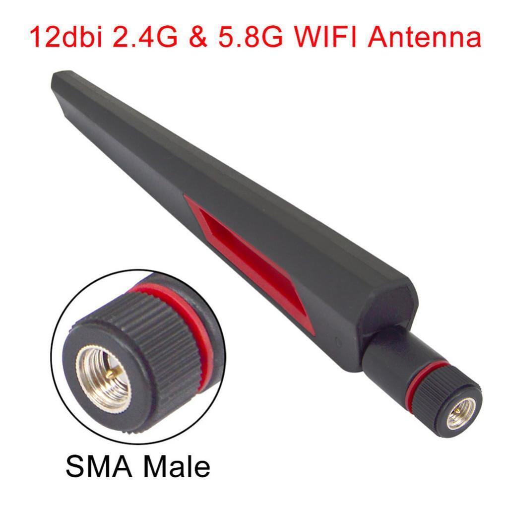 2 Pieces Dual Frequency Through Wall 12DB WiFi Router Antenna Male Connector