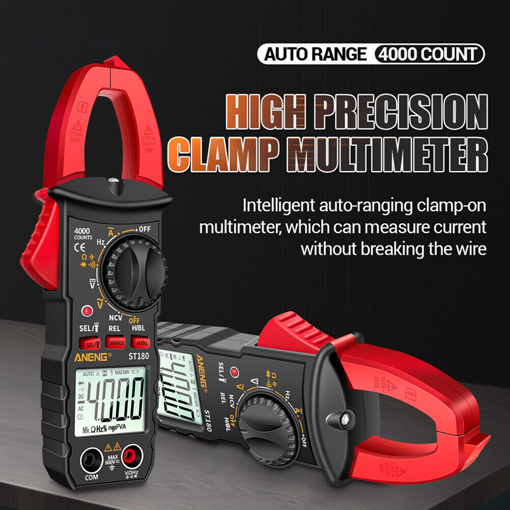 ST180 4000 Counts Digital Current Clamp Meter NCV Multimeter Tester (Red)