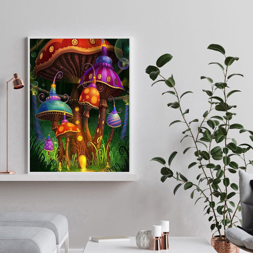 Diamond Painting Mushroom House Full Square Rhinestone Picture Home Decor